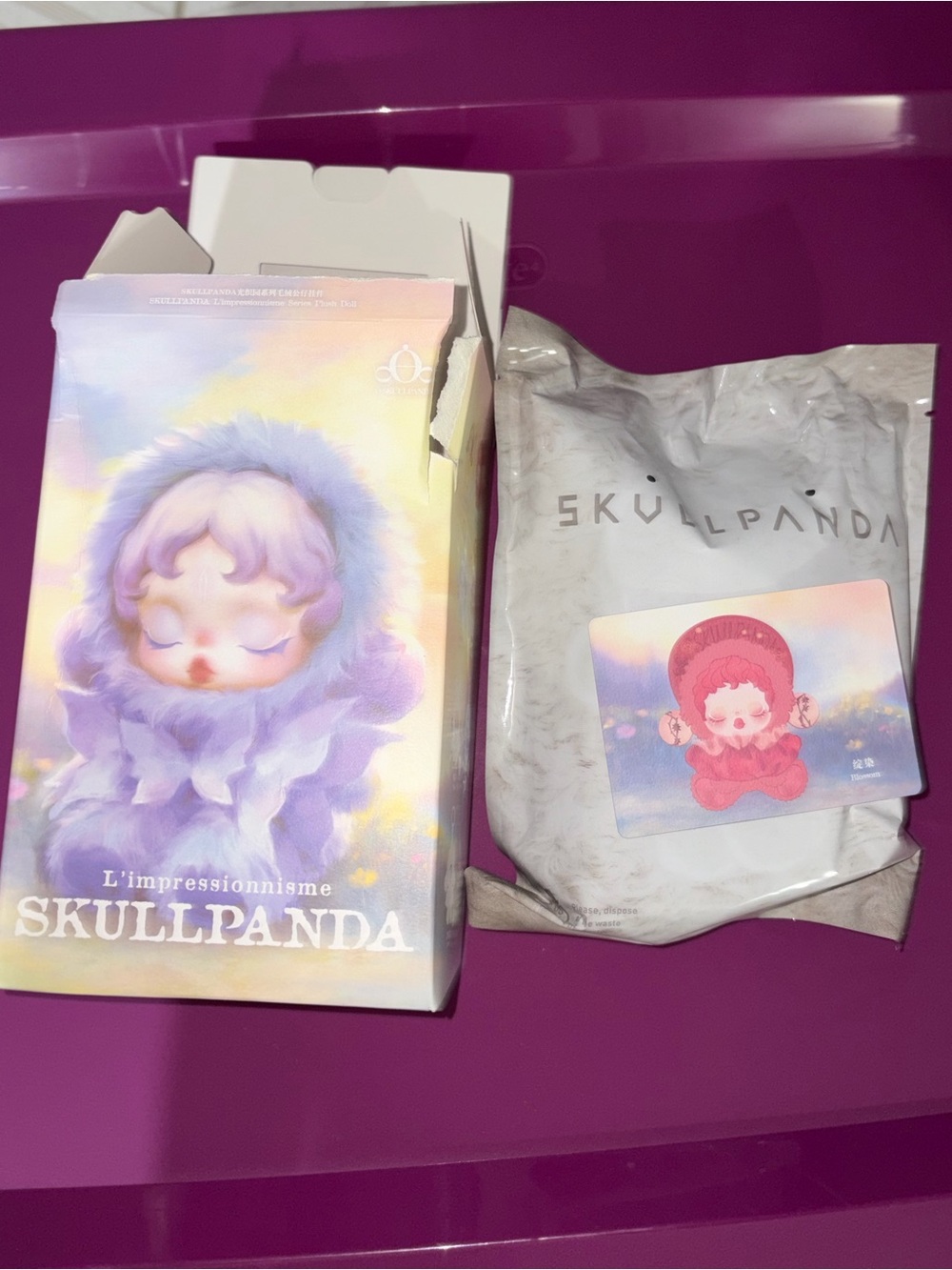 SKULLPANDA Kids Plush Doll - Purple Pastel Hooded Figure